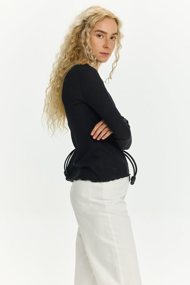 Fleur Long Sleeve T Black
