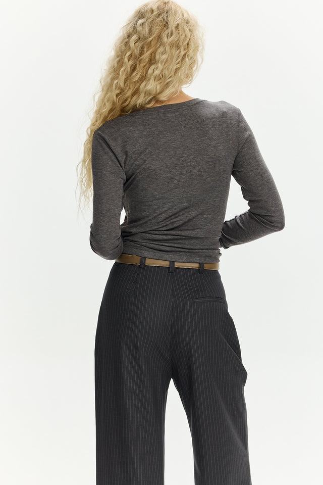 Mili Tencel Round Neck Top Warm Grey