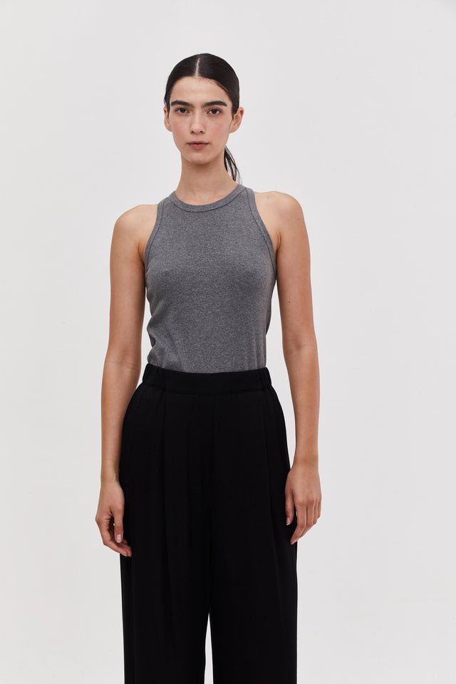 Zoe Rib Top Dark Grey