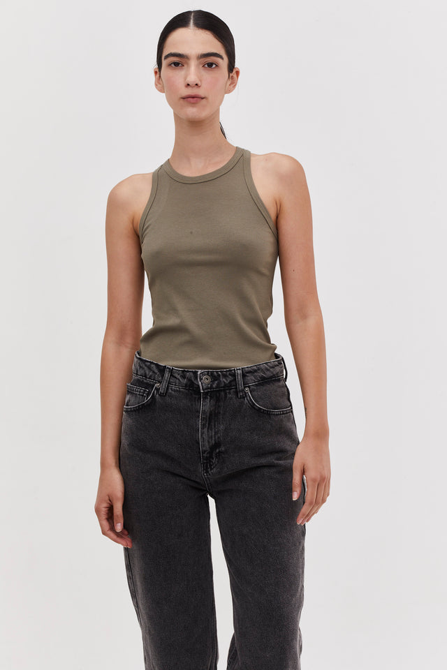 Zoe Rib Top Olive