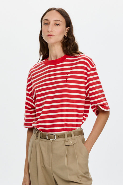 Oversized Sigma T Stripes Red