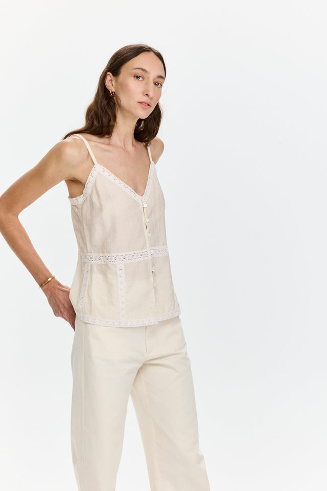Camille Lace Top Beige