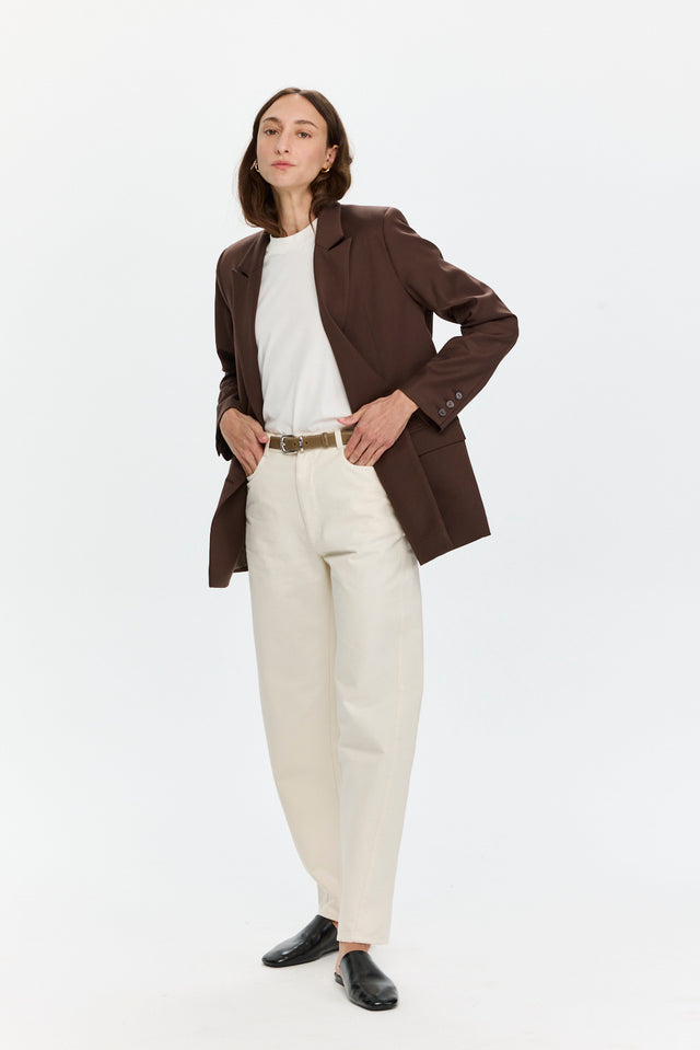 Barrel Leg Pants White