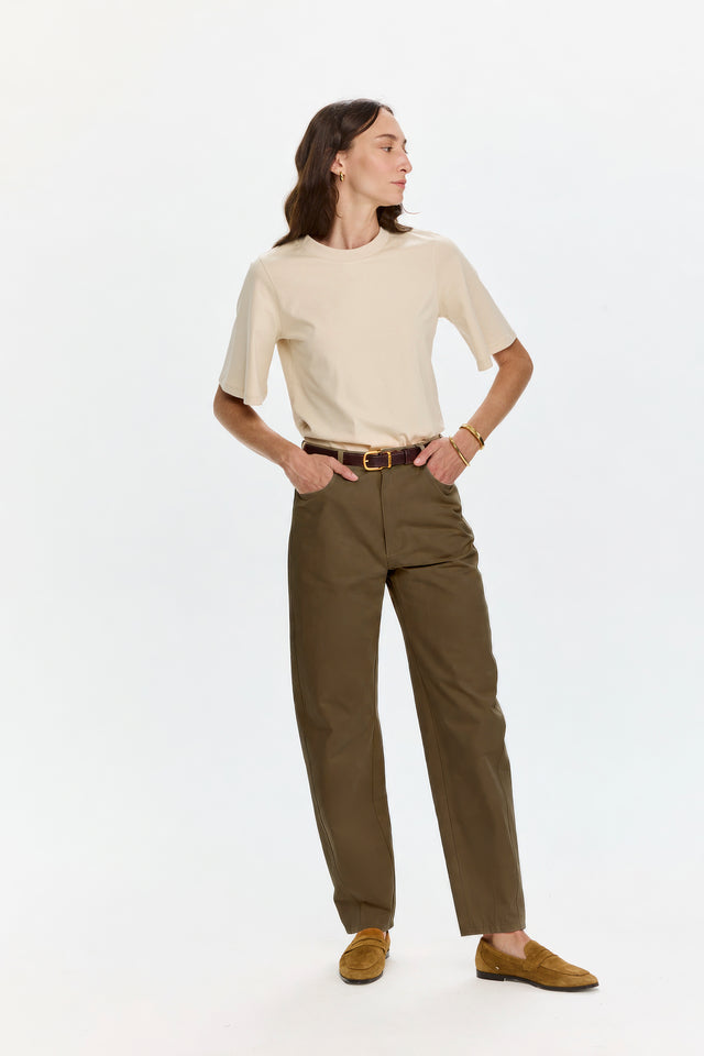 Barrel Leg Pants Olive
