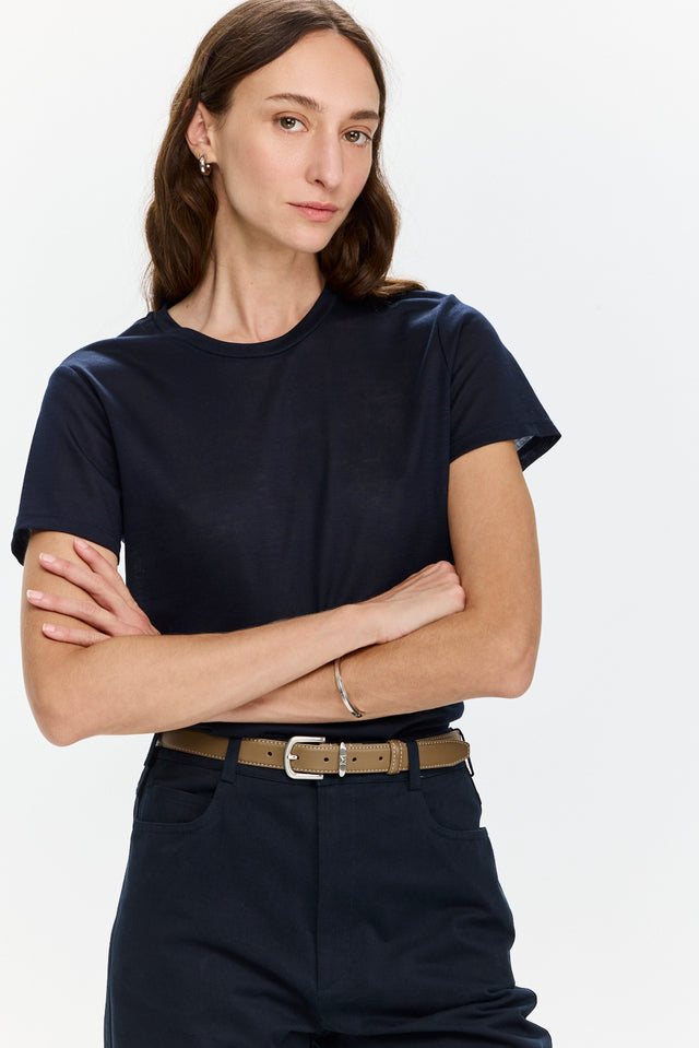 Tres Fitted T Semi sheer Navy