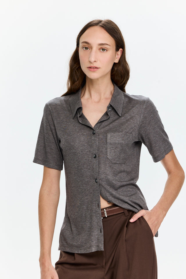 Alison Soft Blouse Dark Grey