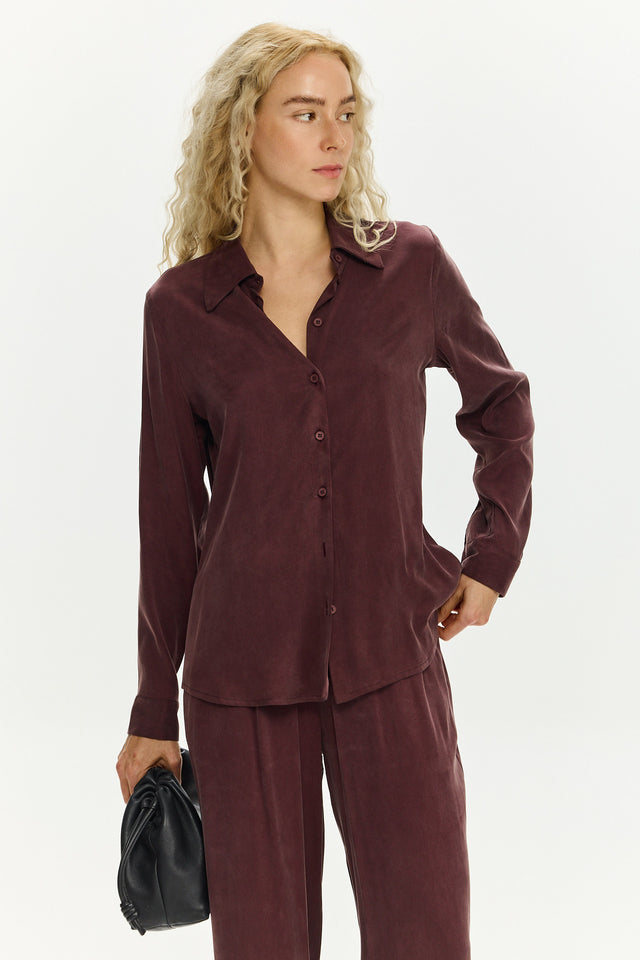 Cupro Blouse Bordeaux