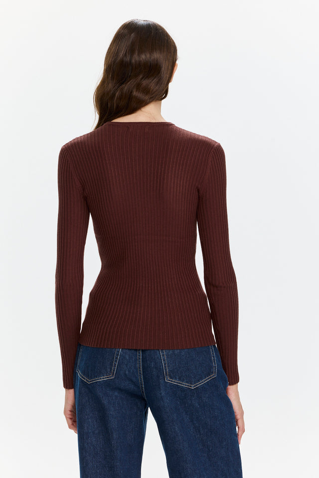Rose Buttoned Knit Deep Mahogany