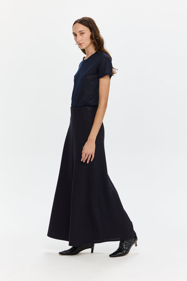 Bias Knit Skirt Navy