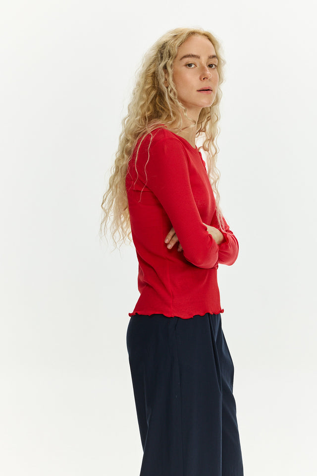 Fleur Long Sleeve T Red