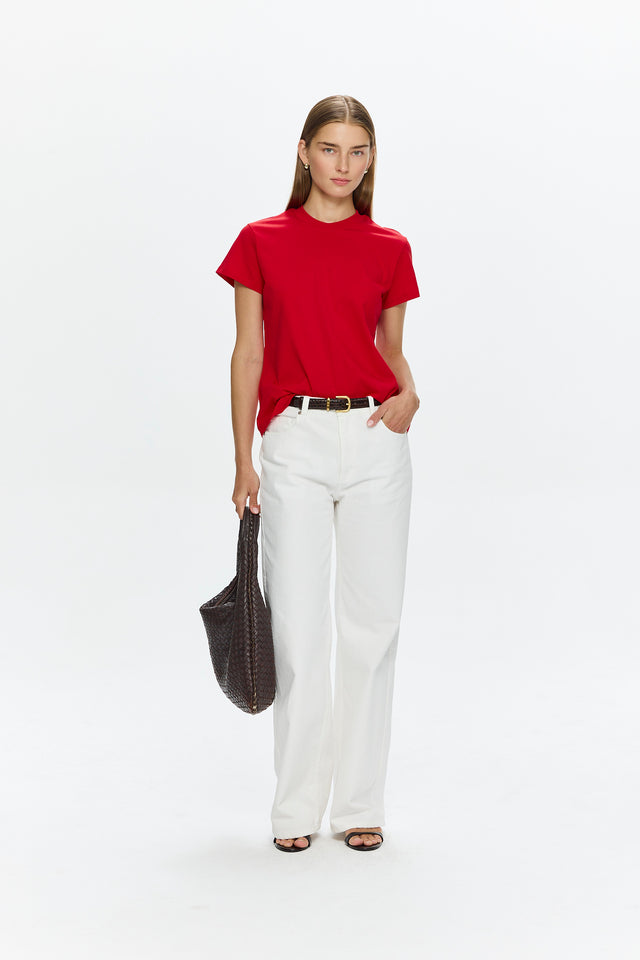 Wide Leg Mid Waist Denim White