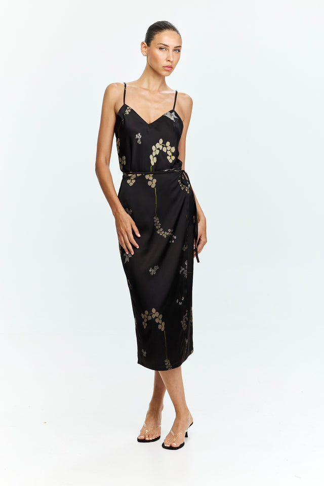Harper Printed Wrap Skirt Chocolate