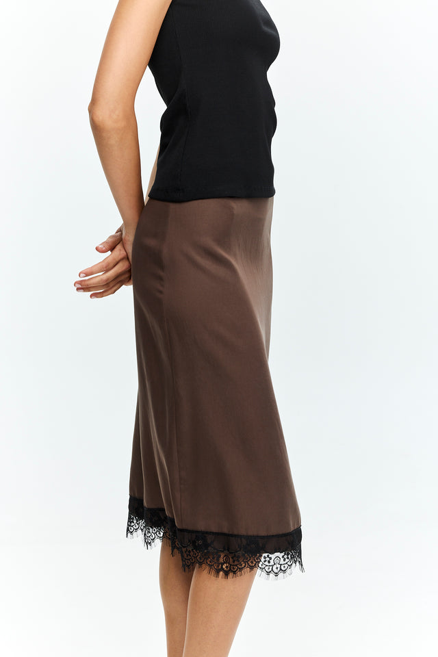 Celine Lace Skirt Dusty Brown