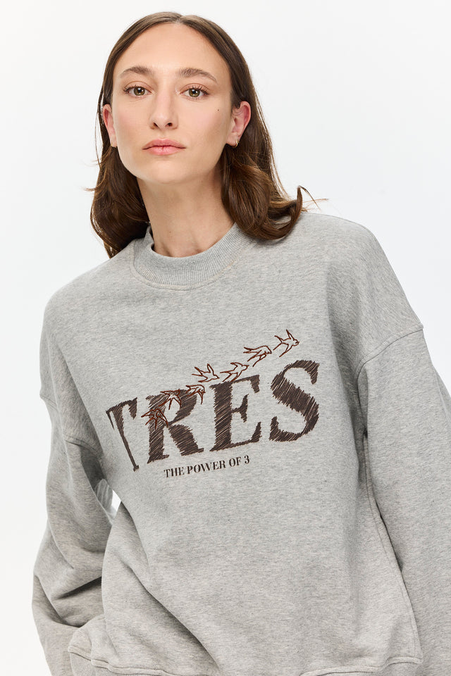 Birds Sweatshirt Grey Melange