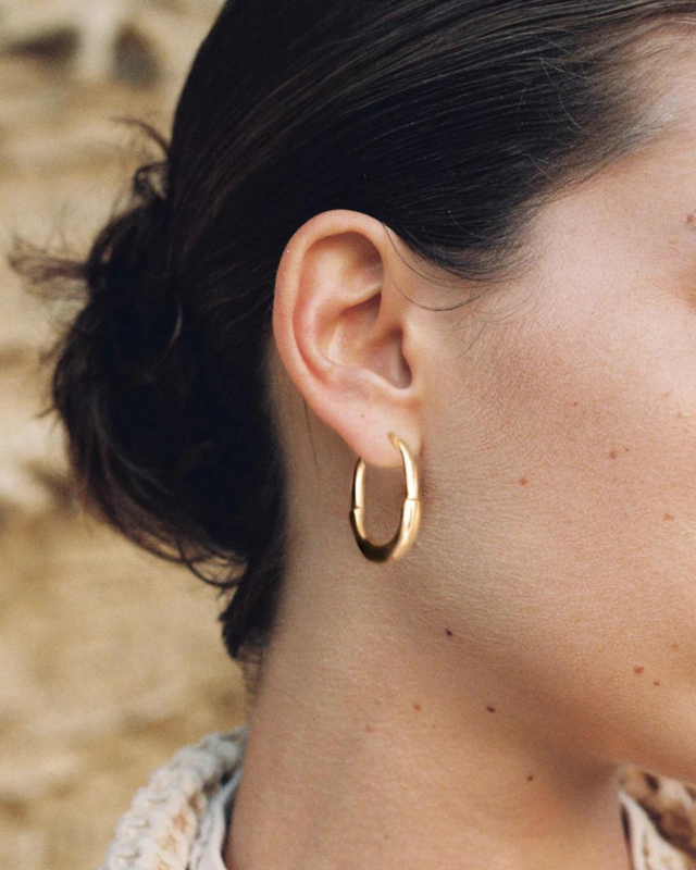 Gold Rectangle Step Hoops