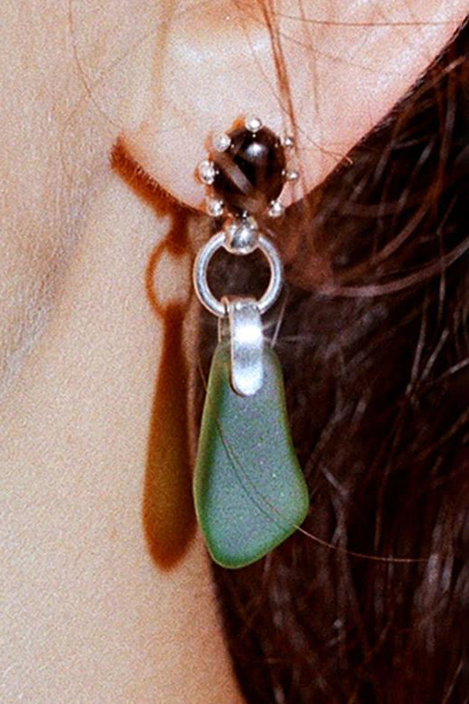 Green Sea Glass Drop Earring