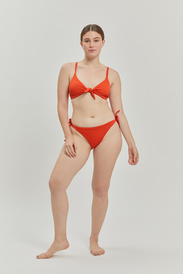 Orange Ribbed Jasmin Bikini Top